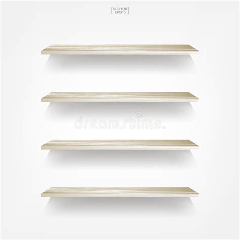 Empty Wood Shelf On White Background With Soft Shadow Stock Vector