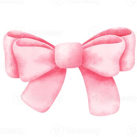 Adorable pink ribbon bow illustration, Watercolor clipart. 37468335 PNG