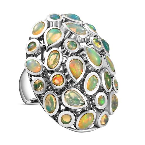 Nat Rlicher Thiopischer Welo Opal Ring Silber Platiniert