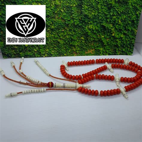 Jual Tasbih Toriqoh Tijani Batu Marjan Oren Kombinasi Tulang T 14