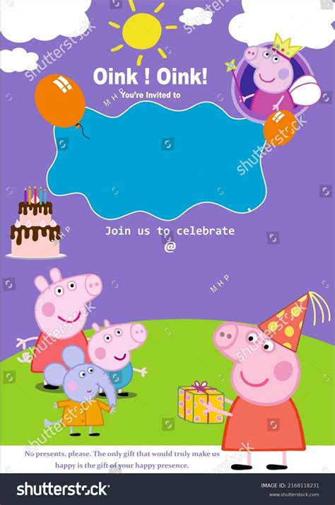 Peppa Pig Birthday Card Template Stock Illustration 2168118231