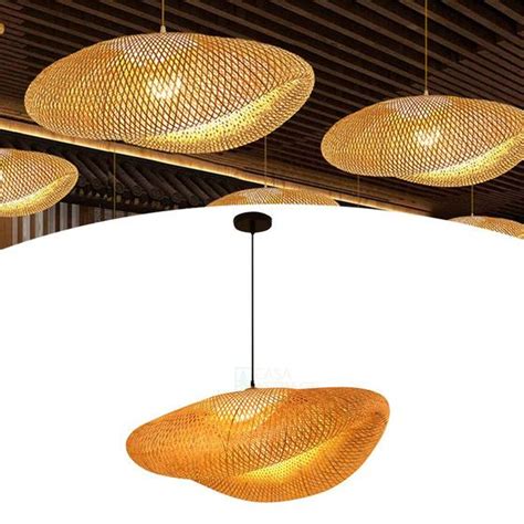 Lustre Pendente De Bamboo Trançado Palha P Restaurantes Casa Decoração