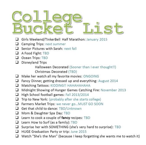 Our College Bucket List – Life of Jill