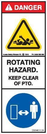 ROTATING HAZARD - KEEP CLEAR OF PTO (Vertical)