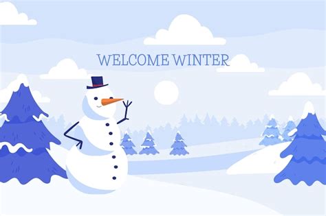 Fondo De Invierno Dibujado A Mano Vector Gratis