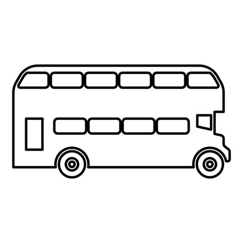 Double-decker London bus city transport double decker sightseeing contour outline line icon ...