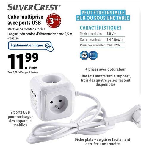 Promo Cube Multiprise Avec Ports Usb Silvercrest Chez Lidl Icatalogue Fr