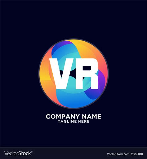 Vr Initial Logo With Colorful Circle Template Vector Image