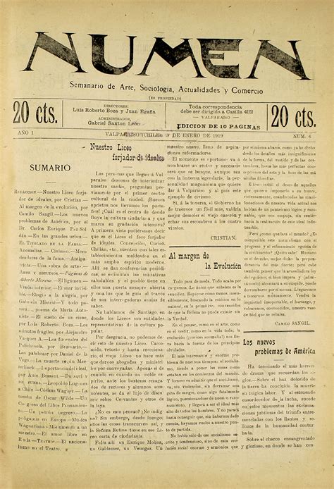 Numen año 1 número 6 3 de enero de 1919 Memoria Chilena