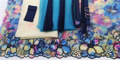 Bra Lingerie Making Non Stretch Lace Kit Night Garden 22cm Wide MagsDesign Bra Making Supplies