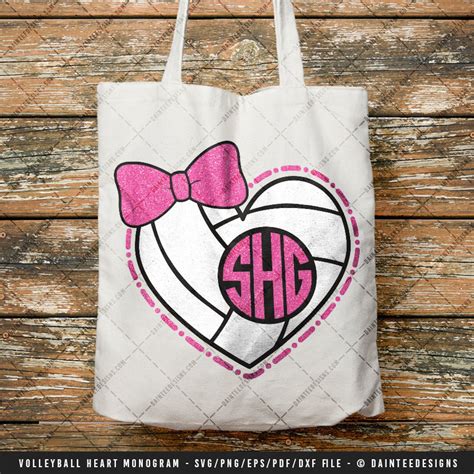 Volleyball Heart Monogram Svg Vector Dxf Eps Digital Cut Etsy