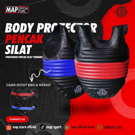 Jual Body Protector Pelindung Badan SILAT Garis Sudut Merah Biru