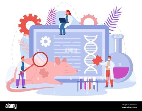 Genetic research of tiny scientists on laboratory animals Stock Vector ...