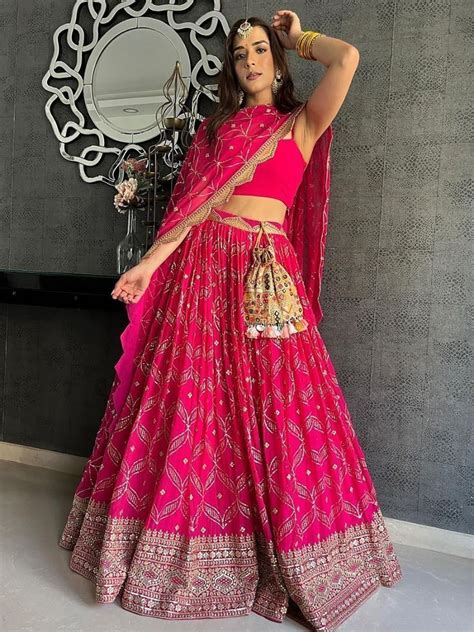 Buy Beautiful Pink Georgette Sequence Work Lehenga Choli At Ethnic Plus