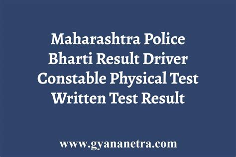 Maha Police Bharti Result 2023 Driver Constable Physical Test Written ...