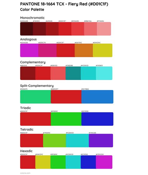 Pantone Tcx Fiery Red Color Palettes Colorxs