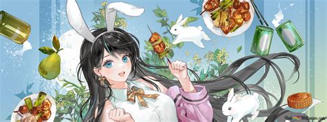 Cute anime bunny girl 8K wallpaper download