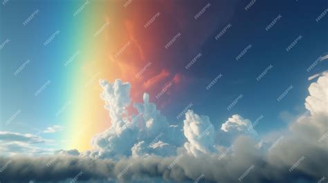 Premium AI Image | A rainbow in the sky above the clouds