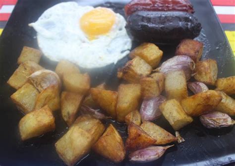 Patatas Fritas Con Ajos Morcilla Y Chorizo En Freidora De Aire Receta