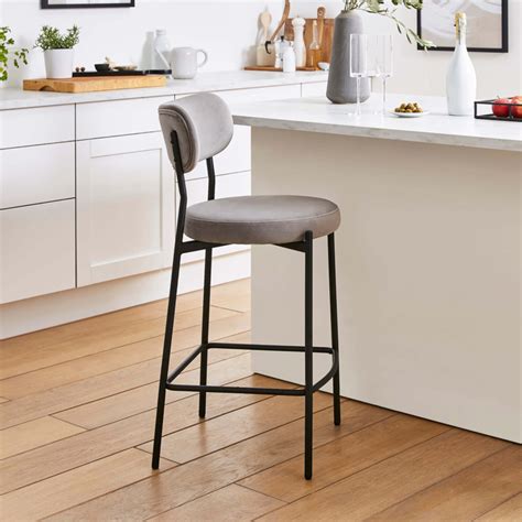 Laine Velvet Bar Stool Velvet Grey By Dunelm Ufurnish