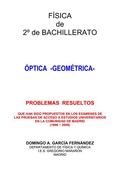 Optica Geom Trica Problemas Resueltos Pdf