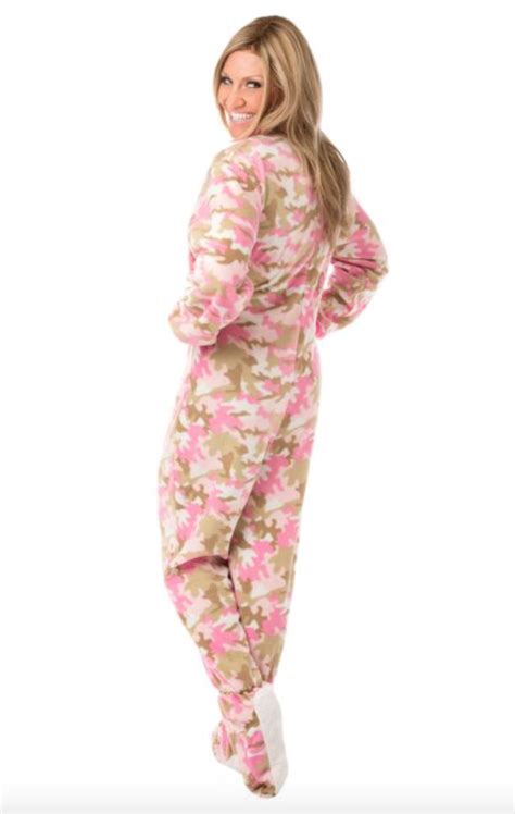 Big Feet Pajamas Adult Pink Camouflage Fleece One Piece Footy