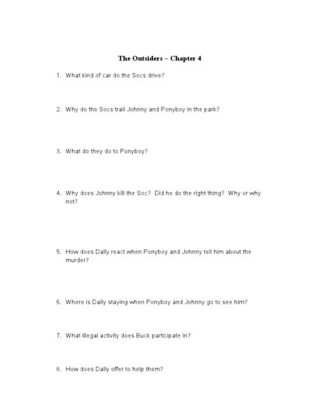 The Outsiders: Chapter 4 Lesson Plan for 7th - 10th Grade | Lesson Planet