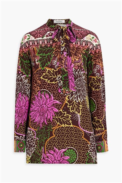 Valentino Garavani Pussy Bow Floral Print Silk Blouse The Outnet