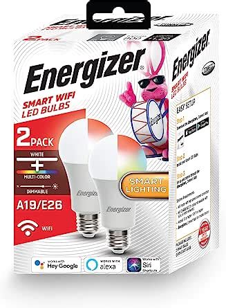 Energizer Connect Smart A19 LED White Multi Color RGB Light Bulb With