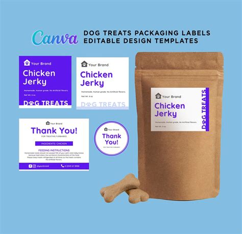 Printable Dog Food Labels, Dog Treats Packaging Labels, Dog Treats Pouch Packaging Label, Dog ...