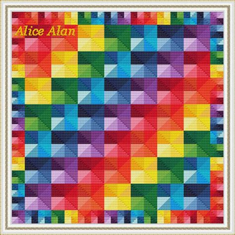 Cross Stitch Pattern Abstract Geometric Rainbow Polygonal D Etsy