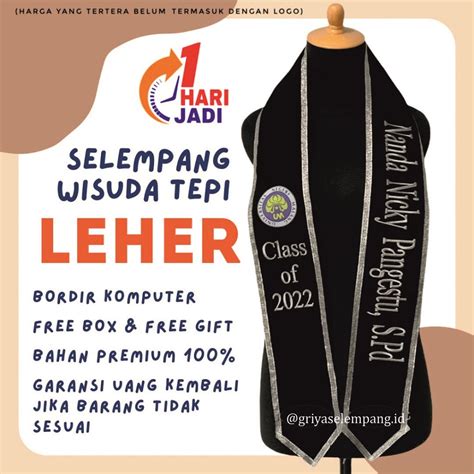 Jual 1 HARI JADI SASH SELEMPANG WISUDA BORDIR MURAH LEHER