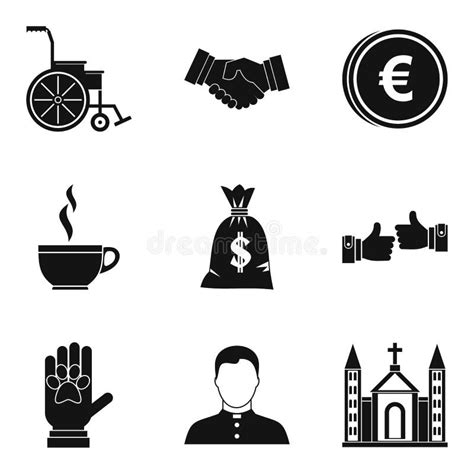 World Philanthropy Icons Set Simple Style Stock Vector Illustration