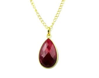 Items similar to Ruby Necklace, Ruby Birthstone Necklace, Infinity Necklace, July Birthday, July ...