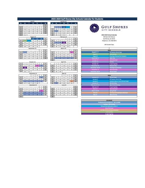 Gulf Shores City Schools Calendar 2023-2024 in PDF