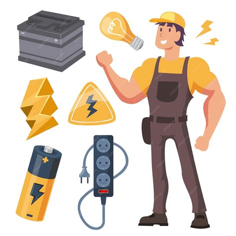 Free Vector | Young professional electrician man with electricity tools ...