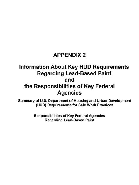 Fillable Online Hud APPENDIX 2 Information About Key HUD Requirements