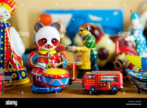 Old Antique Metal Toys In A Collection Stock Photo Alamy