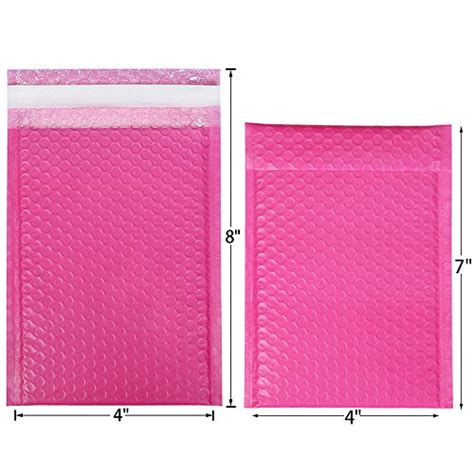 LIMNUO Bubble Mailers 4x8 Inch 25 Pc Pink Poly Bubble Mailers Self Seal