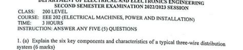 Explain the six key components and characteristics of a typical three-wir..