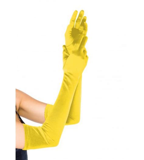 Yellow Satin Extra Long Gloves| Sexy Fancy Dress Costume & Burlesque Gloves