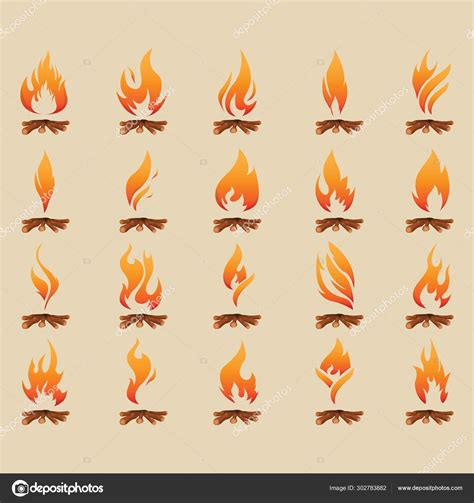 Set Flame Fire Logo Design Vector Stock Vector Image By ©ivazyahart