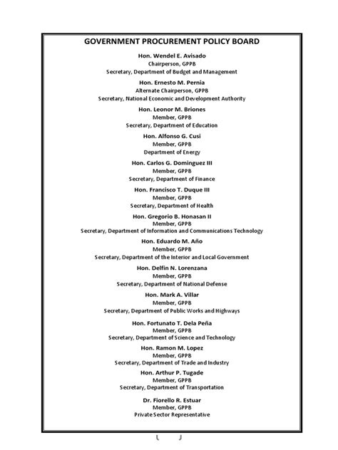 Ra 9184 Updated 2016 Revised Irr With Table Of Contents Latest