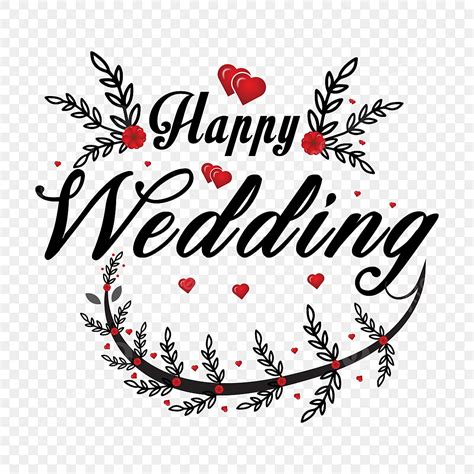 Happy Wedding Lettering Vector Design Images, Lettering Of Happy ...