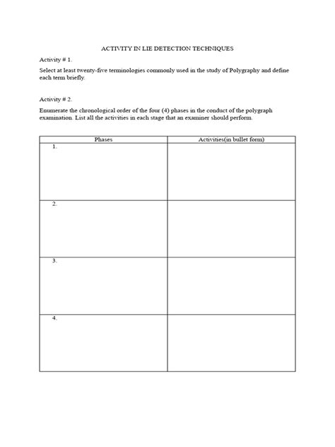 Activity In Lie Detection Techniques Pdf