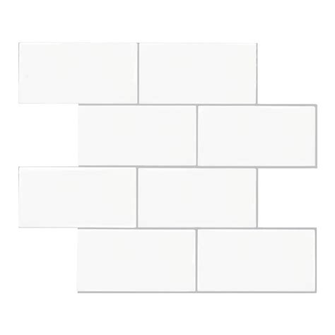 white subway peel  stick backsplash tile  grey grout thicker