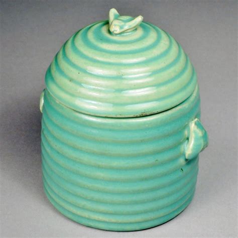 S Bauer Ringware Honey Jar Mint Jade Green Very Rare Ring Ware