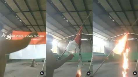 Viral Video Emak Emak Sengaja Bakar Bendera Merah Putih Banjir Kecaman