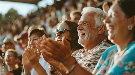 Parents Clapping And Cheering From The Bleachers Capturing Their