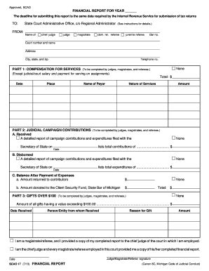 Fillable Online Courts Mi Scao Financial Report To State